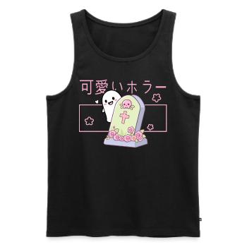 Kawaii Ghost Tombstone Cute Grave Japanese Pastel - Männer Premium Bio Tank Top - Schwarz - Vorne - AI Model Male 178 light (178cm)