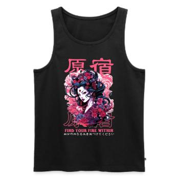 Harajuku Anime Girl Japanese Streetwear Vaporwave - Männer Premium Bio Tank Top - Schwarz - Vorne - AI Model Male 178 light (178cm)