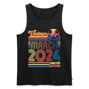 Anniversaire mars 2024.Cadeau Mars 2024.March 2024 - Débardeur bio Premium Homme - noir - Devant - Michal (187cm)