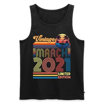 Geburtstag März 2021.Geschenk März 2021.März 2021 - Männer Premium Bio Tank Top - Schwarz - Vorne - Michal (187cm)