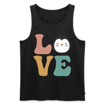 Mignon amant de pingouin - Débardeur bio Premium Homme - noir - Devant - AI Model Male 178 light (178cm)