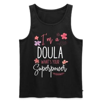 Doula accoucheuse Je suis une doula - Débardeur bio Premium Homme - noir - Devant - Michal (187cm)