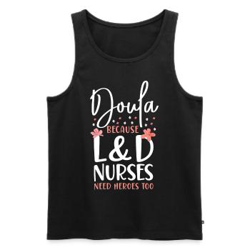 Doula Travailleuse à la naissance Doula Parce que - Débardeur bio Premium Homme - noir - Devant - Michal (187cm)
