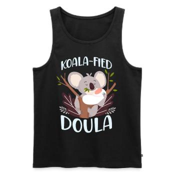Doula accoucheuse Koala - Débardeur bio Premium Homme - noir - Devant - Michal (187cm)