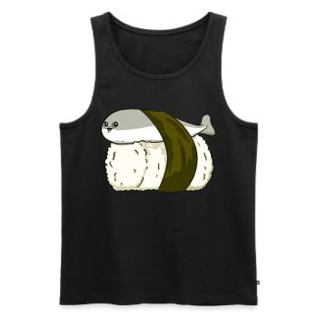 Sacabambaspis Fish Meme Japanese Sushi - Men's Premium Organic Tank Top - black - Front - Michal (187cm)