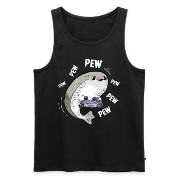 Sacabambaspi's Fish Meme Gamer Console Game - Men's Premium Organic Tank Top - black - Front - AI Model Male 178 light (178cm)