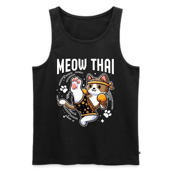 Miaou Chat Thaï - Débardeur bio Premium Homme - noir - Devant - Michal (187cm)