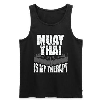 Le Muay Thai est ma thérapie - Débardeur bio Premium Homme - noir - Devant - Michal (187cm)