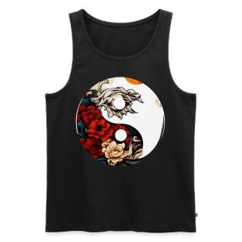 Yin Yang Flower - Men's Premium Organic Tank Top - black - Front - Michal (187cm)