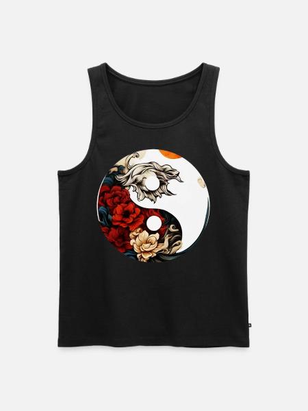 Yin Yang Blume - Männer Premium Bio Tank Top - Schwarz