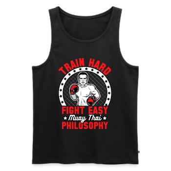 Train hard fight easy muay thai philosophy - Men's Premium Organic Tank Top - black - Front - Michal (187cm)