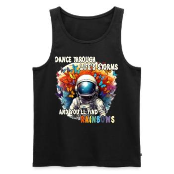 Positive Astronaut Rainbow Butterflies Resilience - Männer Premium Bio Tank Top - Schwarz - Vorne - AI Model Male 178 light (178cm)