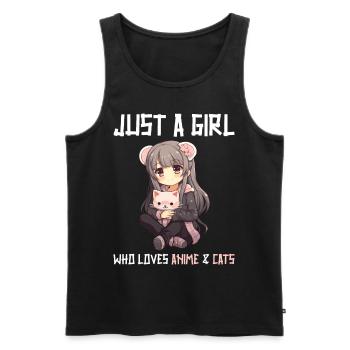 Kawaii Girl Anime Manga Fille et chat - Débardeur bio Premium Homme - noir - Devant - Michal (187cm)