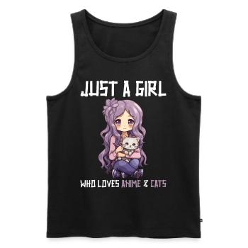 Kawaii Girl Anime Manga Fille et chat - Débardeur bio Premium Homme - noir - Devant - Michal (187cm)