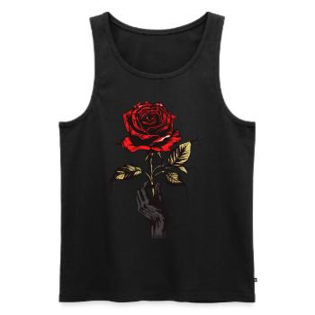 Main tenant Rose graphique doux Grunge Vintage Goth - Débardeur bio Premium Homme - noir - Devant - AI Model Male 178 light (178cm)
