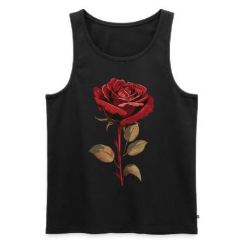 Red Rose Flower Aesthetic Vintage Graphic Gift - Men's Premium Organic Tank Top - black - Front - Michal (187cm)