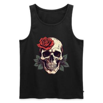 Totenkopf Rose Ästhetik Grunge Goth Totenkopf - Männer Premium Bio Tank Top - Schwarz - Vorne - AI Model Male 178 light (178cm)