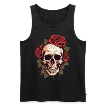 Totenschädel Rosen Ästhetik Grunge Goth Totenkopf - Männer Premium Bio Tank Top - Schwarz - Vorne - AI Model Male 178 light (178cm)