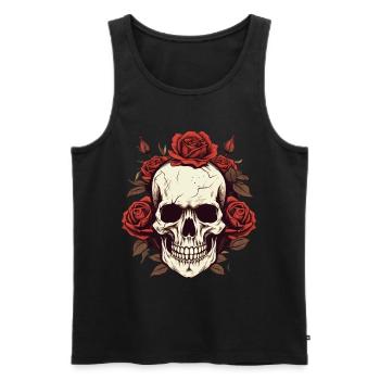 Totenschädel Rosen Ästhetik Grunge Goth Totenkopf - Männer Premium Bio Tank Top - Schwarz - Vorne - AI Model Male 178 light (178cm)