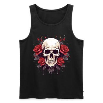 Totenschädel Rosen Goth Totenkopf Grunge Ästhetik - Männer Premium Bio Tank Top - Schwarz - Vorne - AI Model Male 178 light (178cm)