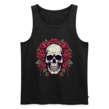 Totenschädel Rosen Grunge Ästhetik Goth Totenkopf - Männer Premium Bio Tank Top - Schwarz - Vorne - AI Model Male 178 light (178cm)