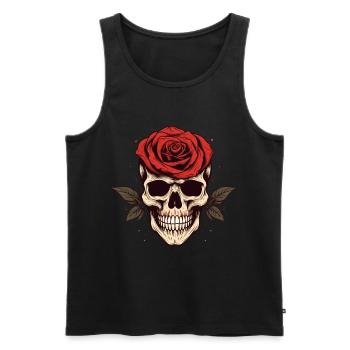Totenschädel Ästhetik Grunge Rose Goth Totenkopf - Männer Premium Bio Tank Top - Schwarz - Vorne - AI Model Male 178 light (178cm)