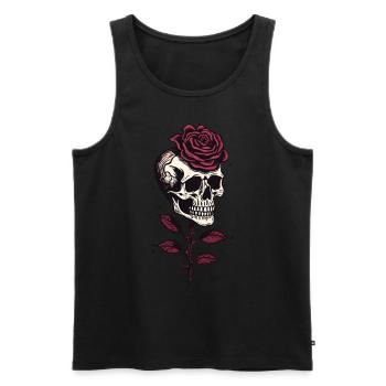 Totenschädel Rose Ästhetik Goth Totenkopf Grunge - Männer Premium Bio Tank Top - Schwarz - Vorne - AI Model Male 178 light (178cm)