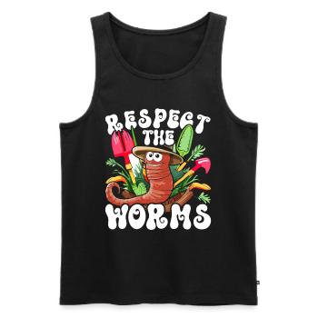 Wurmzucht Wurmzüchter Respect The Worms - Männer Premium Bio Tank Top - Schwarz - Vorne - AI Model Male 178 light (178cm)