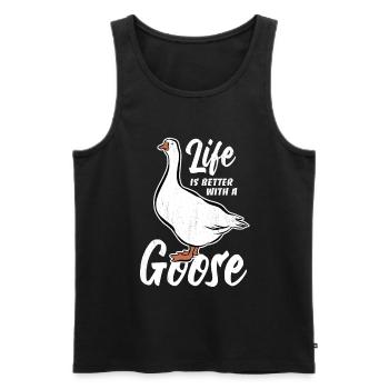 Life is better with a goose - Gänse Fan - Men's Premium Organic Tank Top - black - Front - Michal (187cm)