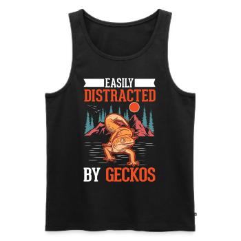Easily distracted by Geckos Leopardgecko - Männer Premium Bio Tank Top - Schwarz - Vorne - Michal (187cm)