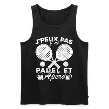 Je peux pas j'ai padel et apéro - Débardeur bio Premium Homme - noir - Devant - Michal (187cm)