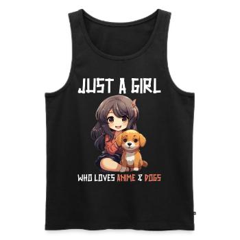 Kawaii Girl Anime Manga Fille et Chien - Débardeur bio Premium Homme - noir - Devant - AI Model Male 178 light (178cm)