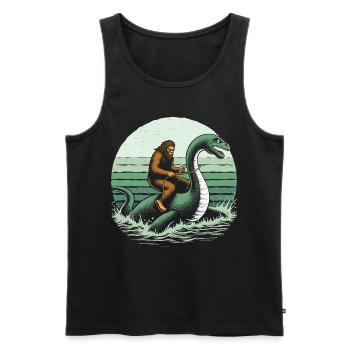 Bigfoot Reitet Loch Ness - Männer Premium Bio Tank Top - Schwarz - Vorne - Michal (187cm)