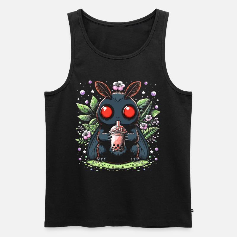 Mothman Bubble Tea - Männer Premium Bio Tank Top - Schwarz