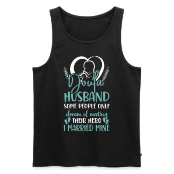 Doula Travailleuse à la naissance Mari Femme - Débardeur bio Premium Homme - noir - Devant - Michal (187cm)