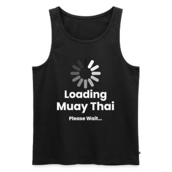 Chargement Muay Thai Veuillez patienter - Débardeur bio Premium Homme - noir - Devant - AI Model Male 178 light (178cm)