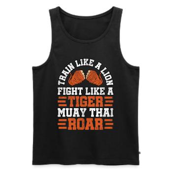 Train like a lion fight like a tiger muay thai - Men's Premium Organic Tank Top - black - Front - Michal (187cm)