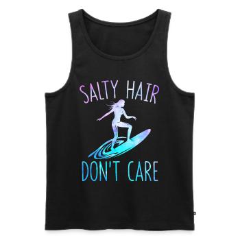 Salty Hair, Don't Care Funny Surfer Girl Surfboard - Männer Premium Bio Tank Top - Schwarz - Vorne - Michal (187cm)