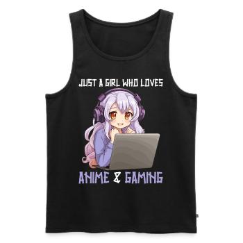 Kawaii Girl Anime Manga Fille Chat - Débardeur bio Premium Homme - noir - Devant - Michal (187cm)