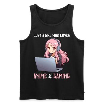 Kawaii Girl Anime Manga Fille Chat - Débardeur bio Premium Homme - noir - Devant - Michal (187cm)