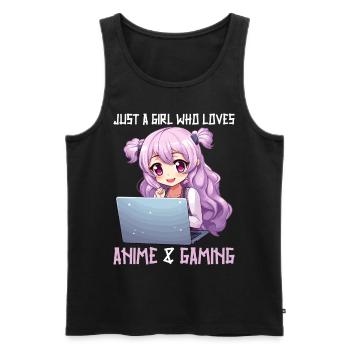Kawaii Girl Anime Manga Fille Chat - Débardeur bio Premium Homme - noir - Devant - Michal (187cm)