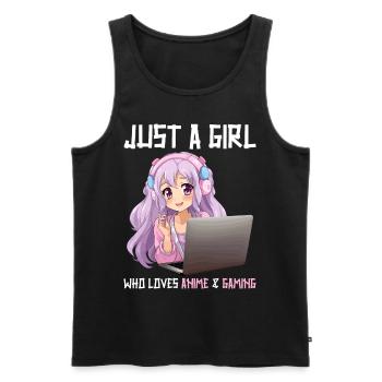 Kawaii Girl Anime Manga Fille Chat - Débardeur bio Premium Homme - noir - Devant - Michal (187cm)