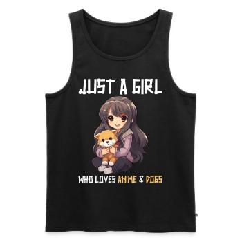Kawaii Girl Anime Manga Fille et Chien - Débardeur bio Premium Homme - noir - Devant - AI Model Male 178 light (178cm)
