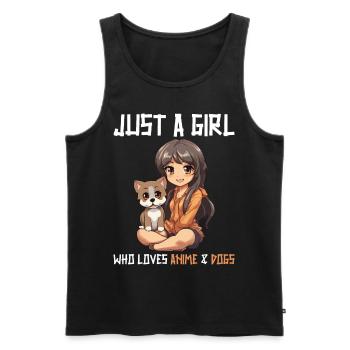Kawaii Girl Anime Manga Fille et Chien - Débardeur bio Premium Homme - noir - Devant - AI Model Male 178 light (178cm)