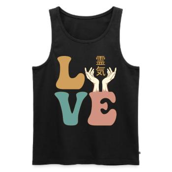 Reiki 霊気 Healer Healing - Men's Premium Organic Tank Top - black - Front - Michal (187cm)