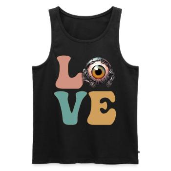 Weirdcore Robot Cyborg Cyber Eyeball Creepy - Men's Premium Organic Tank Top - black - Front - Michal (187cm)