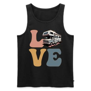 Camping-car Camping-car Camping-car Vacances en camping Wohnmobi - Débardeur bio Premium Homme - noir - Devant - AI Model Male 178 light (178cm)