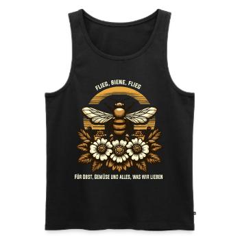 Bienenliebhaber: Flieg, Biene– Für die Natur - Männer Premium Bio Tank Top - Schwarz - Vorne - Michal (187cm)