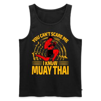 You can't scare me I know Muay Thai - Men's Premium Organic Tank Top - black - Front - Michal (187cm)