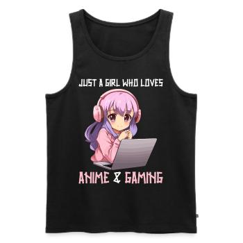 Kawaii Girl Anime Manga Fille Chat - Débardeur bio Premium Homme - noir - Devant - Michal (187cm)